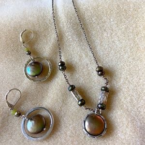 Matching NecklaceEearrings Sterling Silver/Green